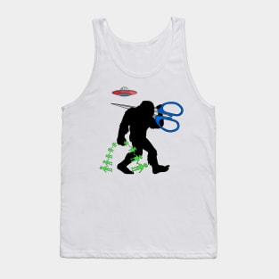 Bigfoot Scissors & Alien Paper Doll Chain Craft Tank Top